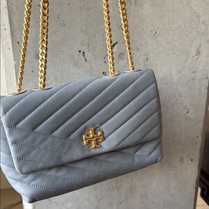 Tory Burch Gold and blue Quilted Kira Shoulder Bag